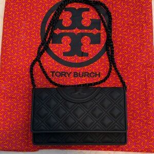 Tory Burch Matte Black Small Fleming